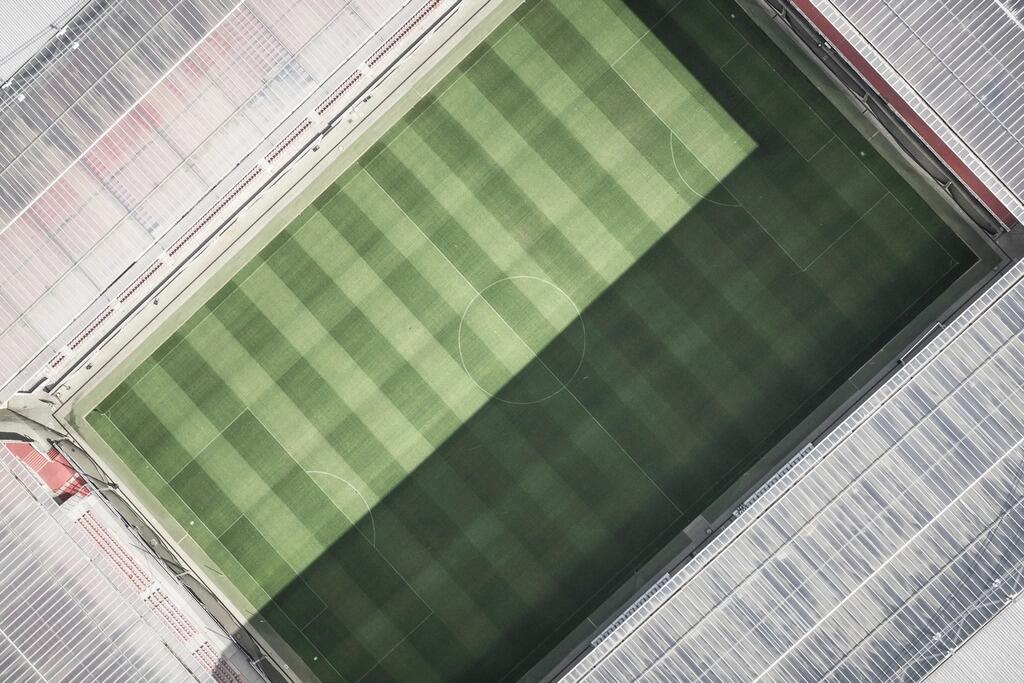 Aerial view of a football pitch