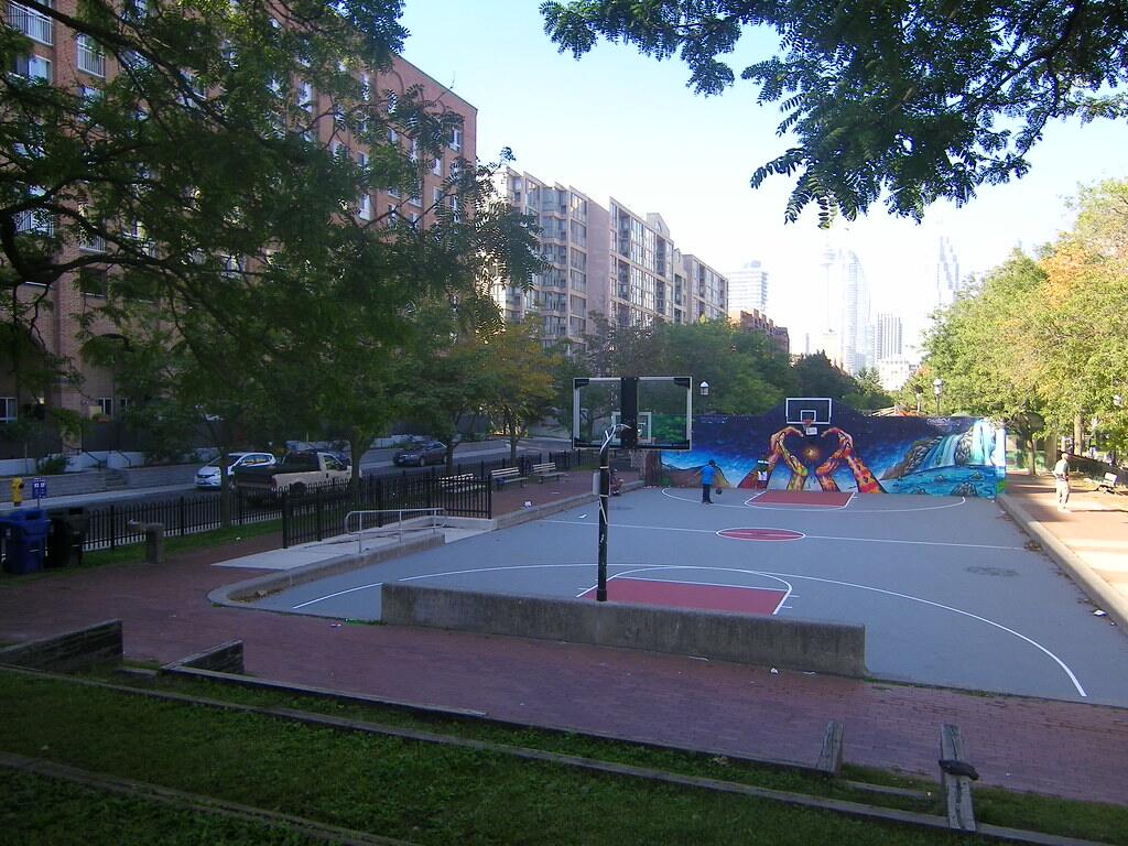 Basketball court in a city park